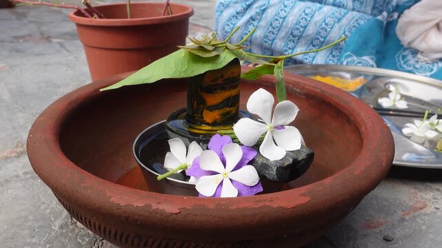 Worshipping Shiva Lingam Pooja on Shravan month at Home