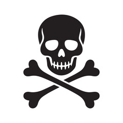 Simple Black and White Skull and Crossbones Symbol