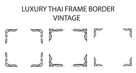Thai vintage frame border modern luxury set vector