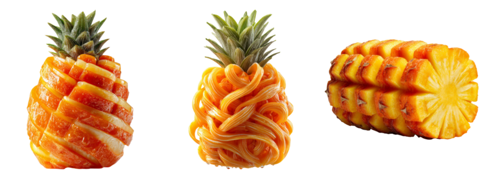 Creative Pineapple Variations with Unique Texture and Color Palette