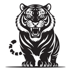 Fototapeta premium Minimalist Black Tiger Vector Illustration in Various Poses – Perfect for Logo Design, Tattoo Art, and Commercial Use . Thank You .