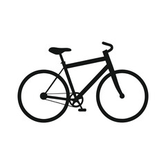 Obraz premium Silhouette of bicycle side view for transportation or fitness theme on white background 