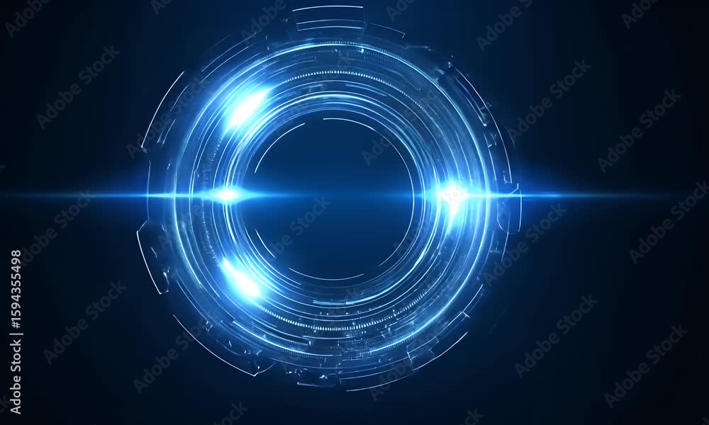Aufkleber abstract futuristic blue background with glowing digital technology and circuit board elements in th