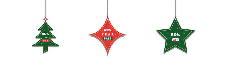 Christmas, offer, sale, new year sale, 50% off sale tag design in eps 10.