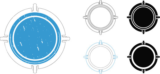 Porthole window vector set, ship window, boat window, porthole clip art, nautical window illustration editable