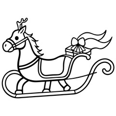 Festive Sleigh Ride Outline Illustration