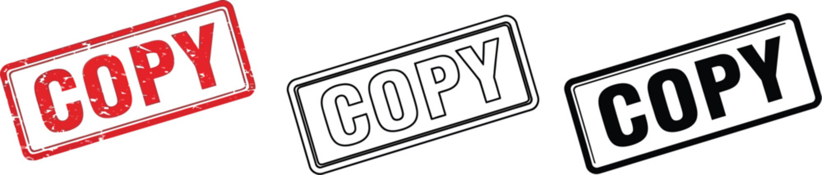 Copy stamp vector illustration set red black outline copy stamp image for graphic design element editable