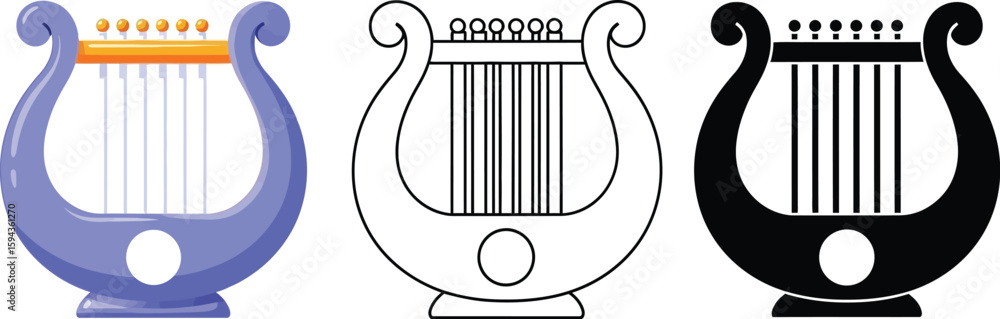 Poster find lyre musical instrument vector illustration graphics and design elements for your projects edit