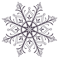 Fototapeta premium Ornate repeating detailed snowflake, isolated on a clean background for festive designs.