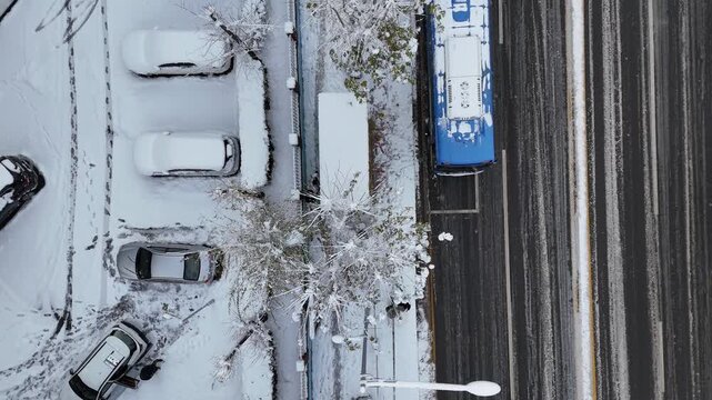 인천광역시 연수구 연수동 원인재 인근의 눈쌓인 아파트 풍경 