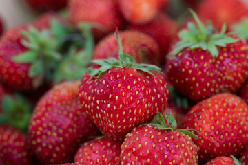 bunch of beautiful ripe strawberries, summer berry, strawberry harvest, beautiful summer picture