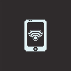 this is phone icon in pixel art with simple color and black background ,this item good for presentations,stickers, icons, t shirt design,game asset,logo and your project