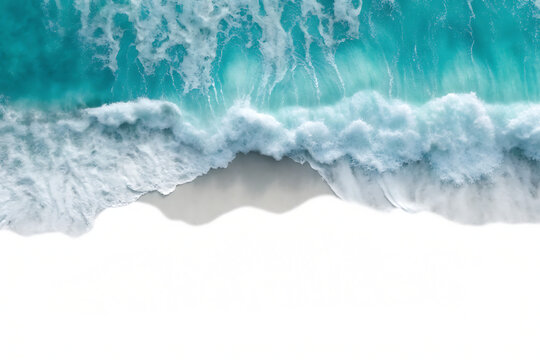 beach ocean  wave  top  view isolated on white background PNG, AI GENERATED