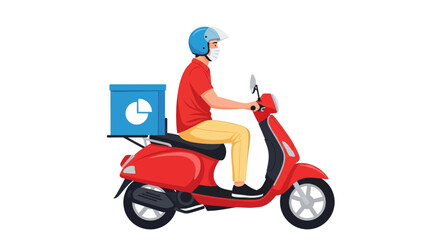 Delivery Vector Illustration Efficient Express Free Shipping for Online Shop & E-commerce with Courier Services Bike, Motorcycle, Truck, Handcart