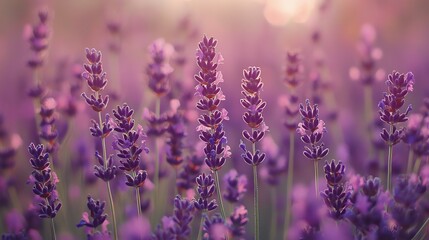 Textural Macro Detail of Lavender Field