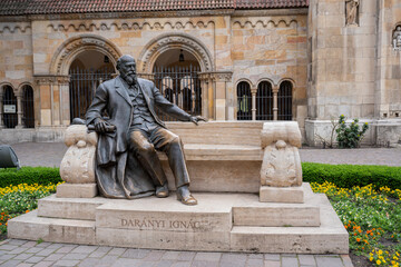Statue of Daranyi Ignac, hungarian politician in Vajdahunyard Castle is castle in City Park, Budapest, Hungary, Europe © Olga Bryukhova