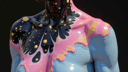 Color splattered artistic portrait