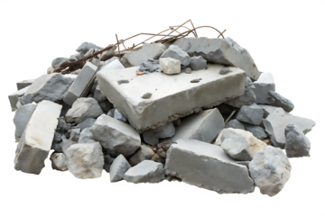 rubble debris isolated on white background PNG, AI GENERATED