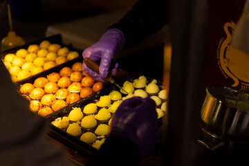 Grilled Takoyaki dumplings at Ningxia night market in Taipei