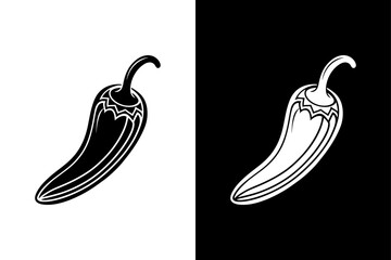 Minimalist Chili Pepper Glyph. Hot Vegetable Icon Silhouette Vector Design