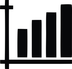 A simple black and white bar chart illustration showing a consistent upward trend in data progression over time