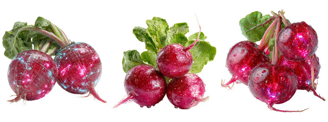 Fresh Pink Radishes on a Transparent Background for Culinary Use