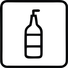 Simple line art icon of a bottle with a pump dispenser representing liquids cleaning products or personal care items