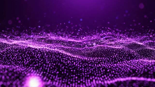 Wavy Purple Particle Background Abstract Digital Art Graphic Design With Glowing Light Motion and Modern Futuristic Elements Optimized for Adobe Stock