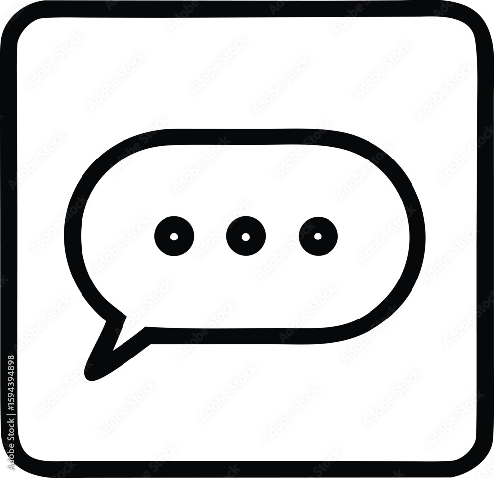 Aufkleber simple outline icon of a speech bubble with ellipsis indicating ongoing conversation or waiting for 