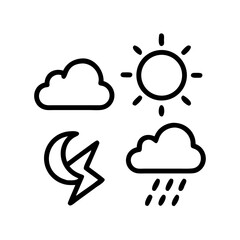 Weather icon set with cloud sun rain symbols vector illustration for weather forecast and technology design