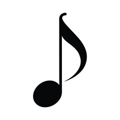 Silhouette of music note single on white background simple music tone design  