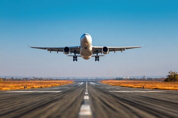 Airplane landing on runway (2)