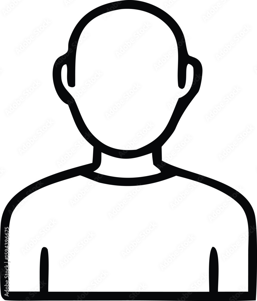 Poster simple line art icon of a person s head and shoulders representing an anonymous individual or user p