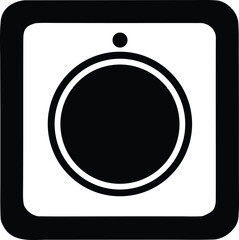Simple black and white icon of a circular dial with a small dot above representing a control or setting