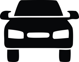 Stylized silhouette of a modern suv or crossover vehicle viewed directly from the front