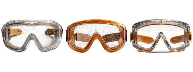 Three Distinctive Safety Goggles with Transparent Background