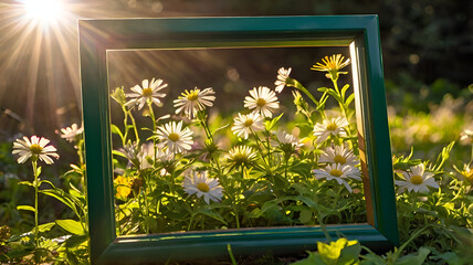 Yellow blossoms bloom wild in a sunny spring meadow
