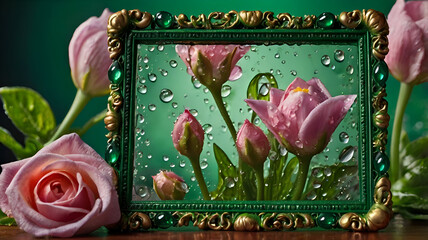 A beautiful bouquet of pink and red roses blooming in a garden, a perfect symbol of love and springtime beauty