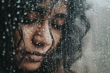 Rainy day reflection portrait