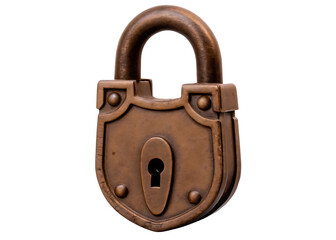  antique brass padlock with keyhole isolated on white background PNG, AI GENERATED
