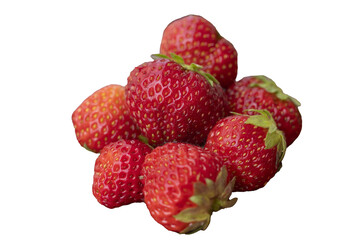 bunch of ripe strawberries lying on the table, a summer berry, a strawberry harvest, a beautiful...