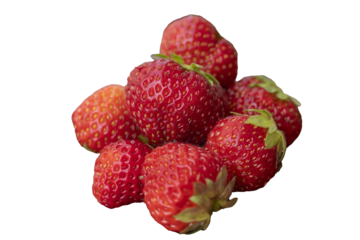 bunch of ripe strawberries lying on the table, a summer berry, a strawberry harvest, a beautiful summer picture, isolated object on transparent background, png