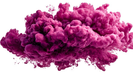 A large cloud of pink smoke is floating in the air