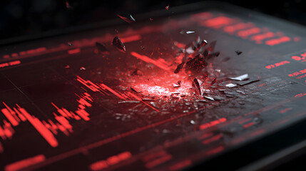 Red stock market crash chart symbolizes financial loss and economic downturn. The concept is of finance, investment, recession, and economic crisis