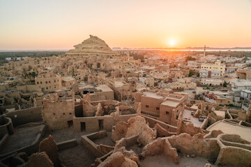 Sunset Panorama of Shali Fortress in Siwa Oasis, Egypt
