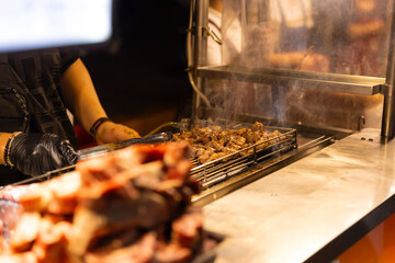 Grilled beef on the gridiron at Ningxia night market in Taipei