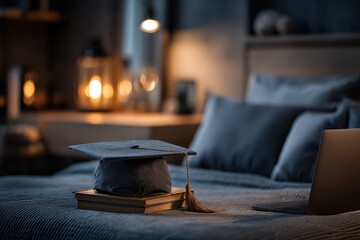 Graduation Cap on Books