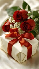 Roses and gift arrangement