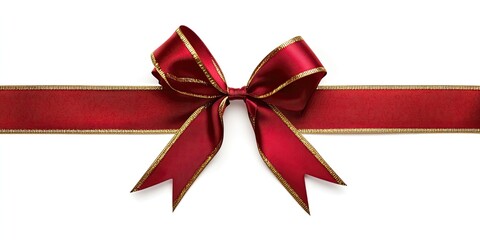 Red ribbon with gold trim, bow