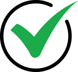 Green Checkmark Inside Black Circular Frame Icon